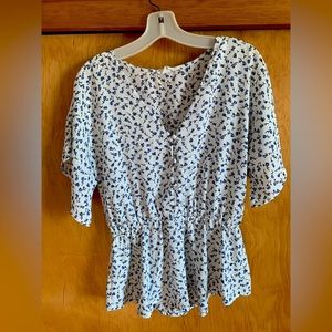 Sienna Sky White & Blue Floral Blouse